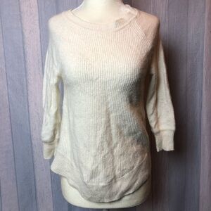 J.CREW Ivory Merino Wool Blend Round Neck Sweater